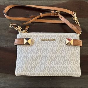 Michael Kors Beige and Brown Crossbody Bag